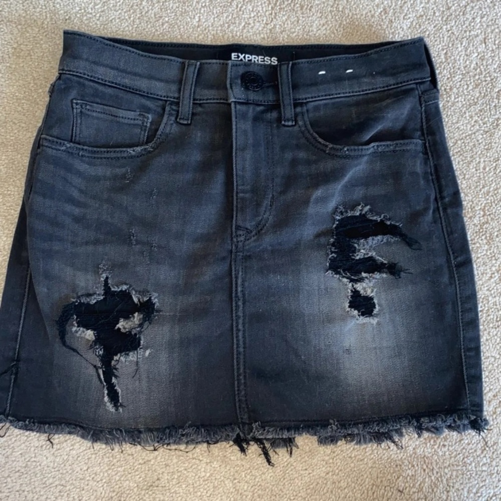 NWOT Distressed Black Mini Jean Skirt